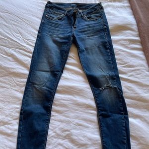 Zara Medium Wash Distressed Skinny Jeans